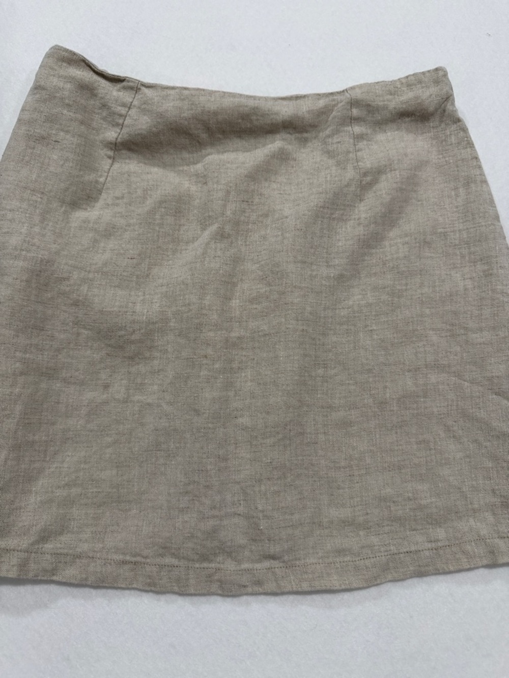 Amazhiyu Beige 100% Linen Mini Skirt Size L